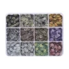 12 Grid Sparkling Leaf Nail Charms