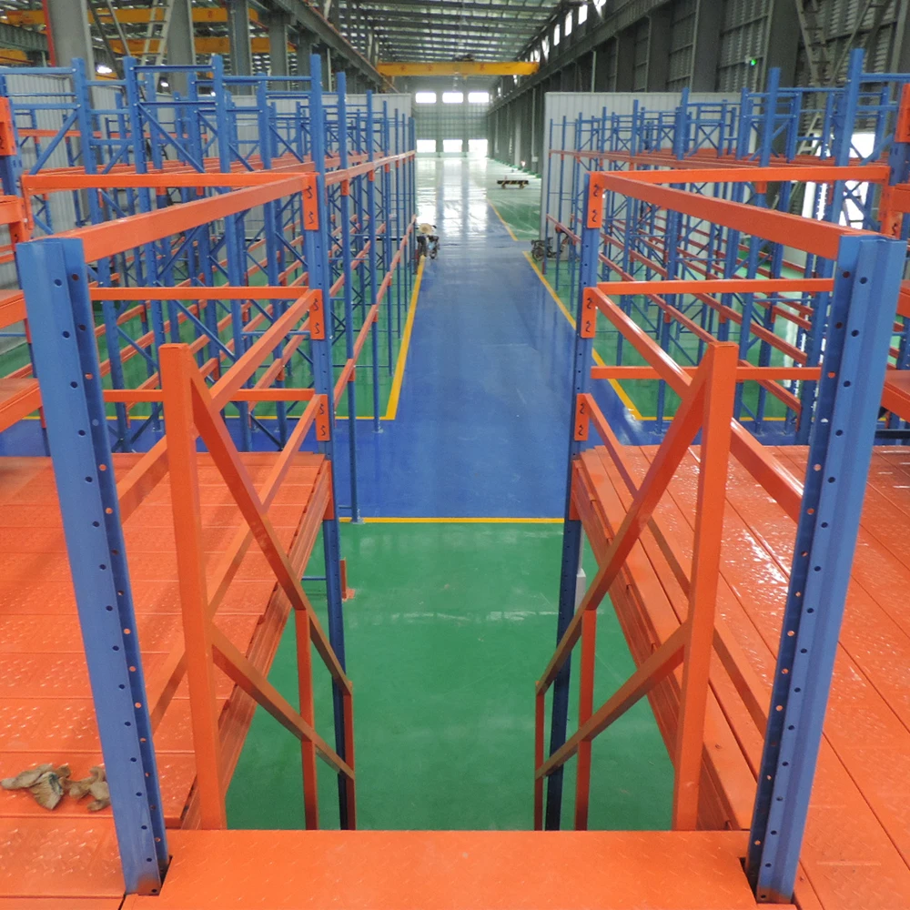 Indoor Two Floor Type Structure Steel Platform Racking Warehouse Pallet Storage Multi Shelving Units Racks With Ladder Stairs