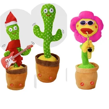 Amazon Hot Selling Soft Plush Cactus Electric Talking Singing Dancing Plush Toys Cactus Toy