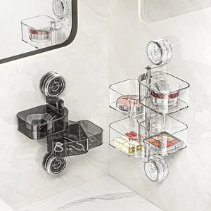 Luxury High-End Plastic Jewelry Storage Box Double-Tiered Suction Cup Organizer Earrings Studs Rings Necklaces Dressing Table