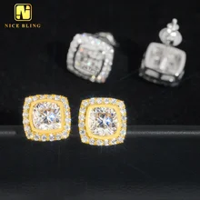 Ready to ship Fine Jewelry Wholesale Cushion Cut earrings 925 Silver Rhodium Plating jewelry VVS moissanite stud earring