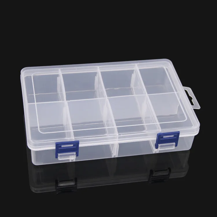 8 Compartments Transparent Plastic Sectioned Storage Box For Sewing 