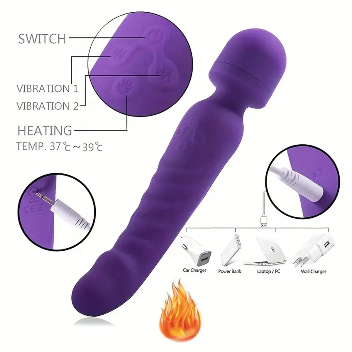 Beheizbarer G-Punkt-Vibrator mit 7 Vibrationsmustern, Wasserdichter  Wiederaufladbarer Klitoris-Stimulator mit 7 Vibrationseinstellungen