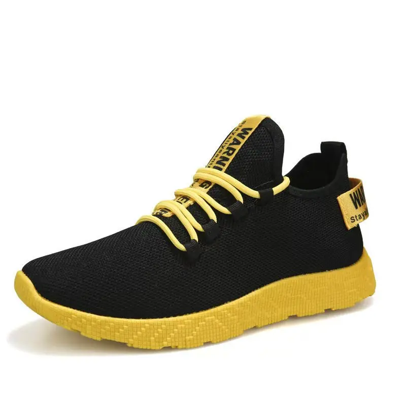 STOCK New Summer Men Popular Breathable Mesh Platform Sneakers Light Weight Plastic Outsole Fashion Lace-up Shoes