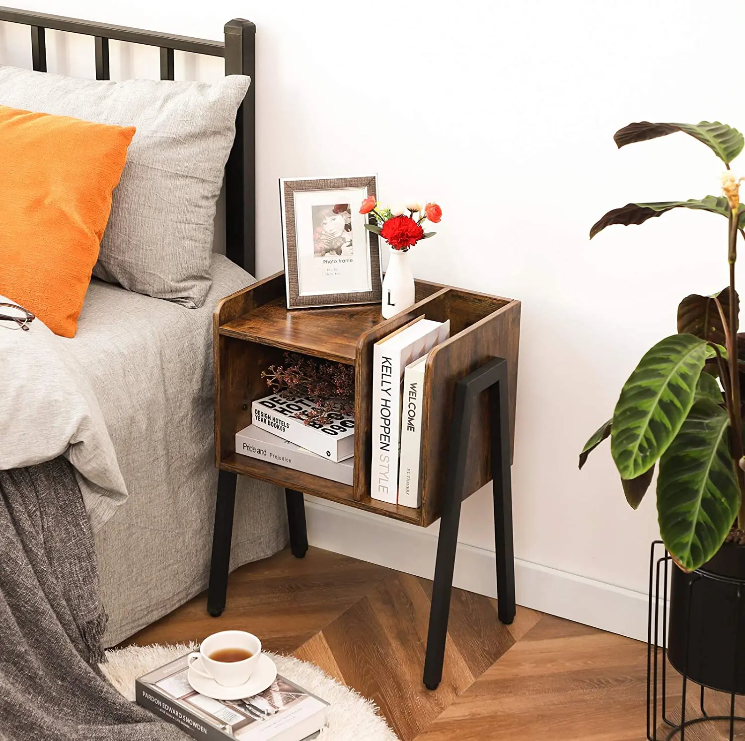 Factory Direct Stackable End Side Table With Vertical Storage for Bedroom