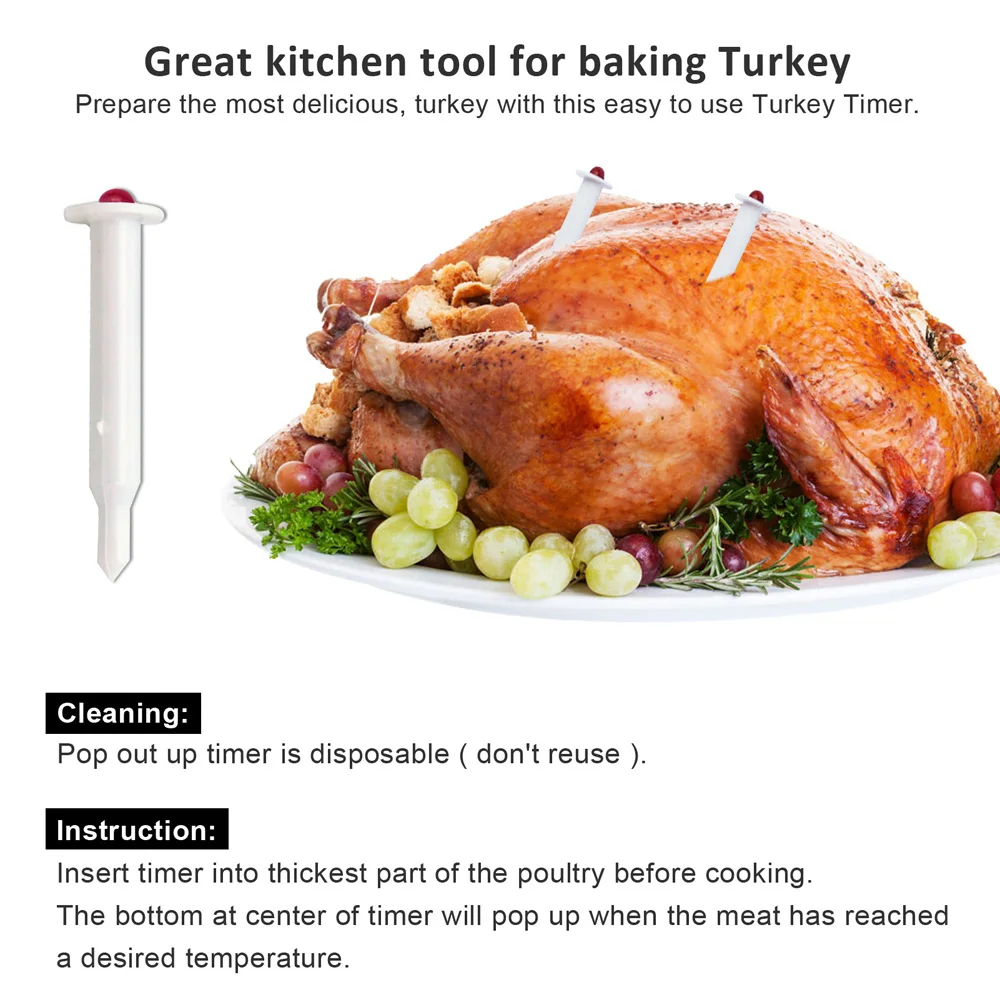 20pcs Pop Up Timer, Plastic Cooking Thermometer Turkey Chicken Beef Cooking  Meat Pop Up Poultry Timer