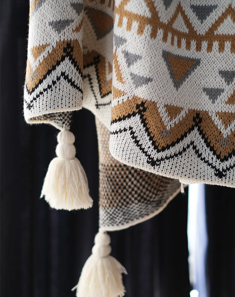 Скандинавский вязаный пользовательский плед с кисточками