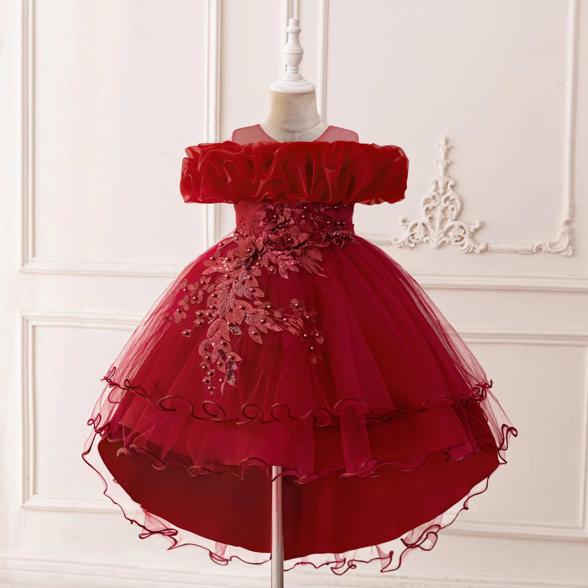 Korean Style One Shoulder Girl Wedding Gown Elegant Flower Girl Evening Dress Blue Long Tail Children's Princess Dress for 8Y| Alibaba.com Korean Style One Shoulder Girl Wedding Gown Elegant Flower Girl Evening Dress Blue Long Tail Children's Princess Dress for 8Y| Alibaba.com
