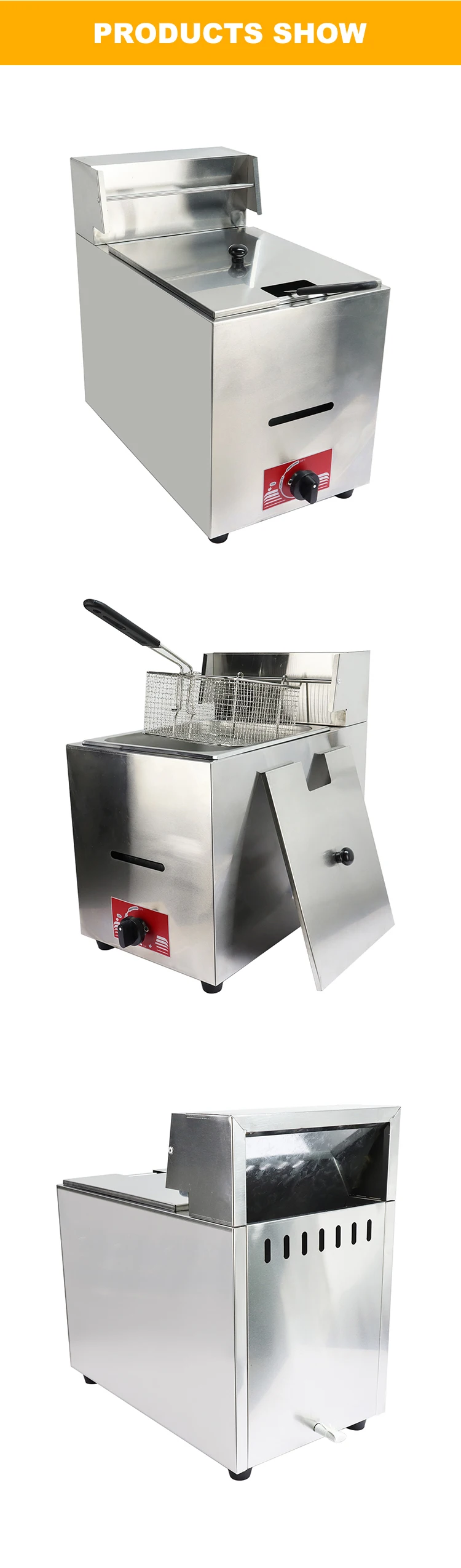 Hot Sale Commercial Gas  One Cylinder  Fryer for Restaurant Chips Fryer Machine 12L Gas Deep Fryer details