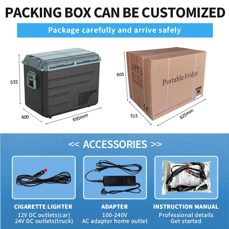 Автомобильный холодильник WAYCOOL W/WE55 48L AC100 ~ 240 В с двойной температурой системой охлаждения компрессора