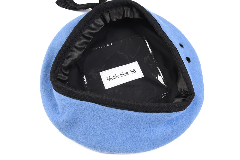 Adjustable Embroidered Unisex Wool French Tactical Beret, Blue Beret Forward Cap