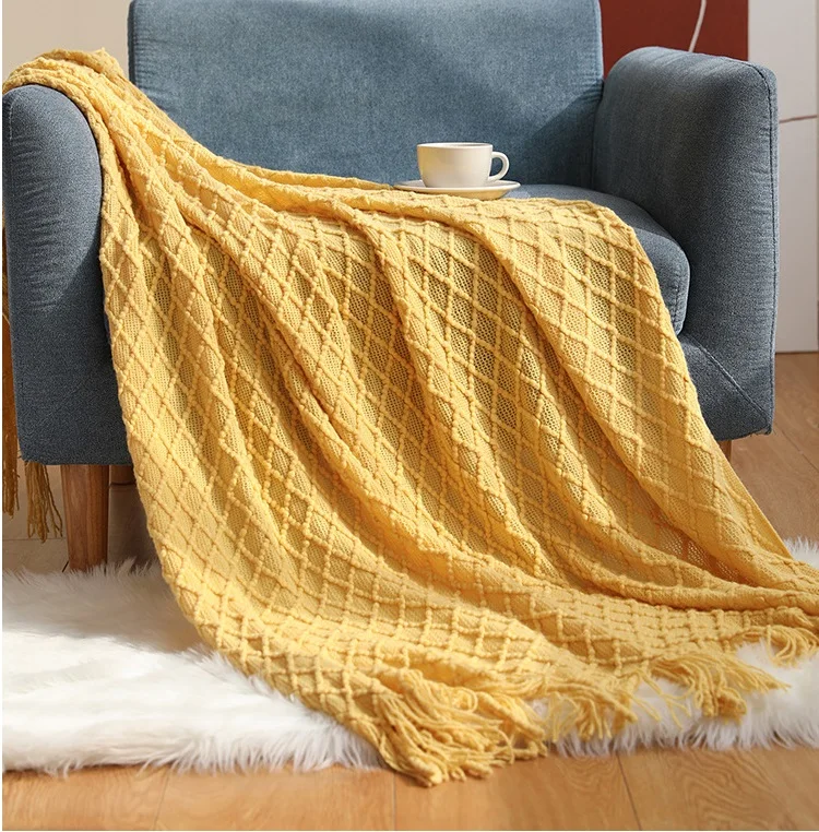 Popular Machine Washable Crochet Blanket Knit Chunky Large Queen Size  Blanket for Winter