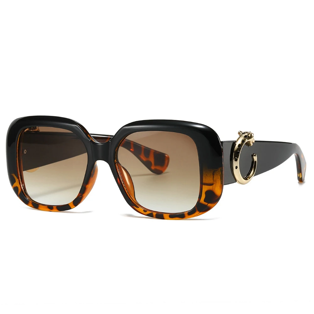 2024 Fashion Punk Gold Leopard Shades Big Designer Square  display picture 2