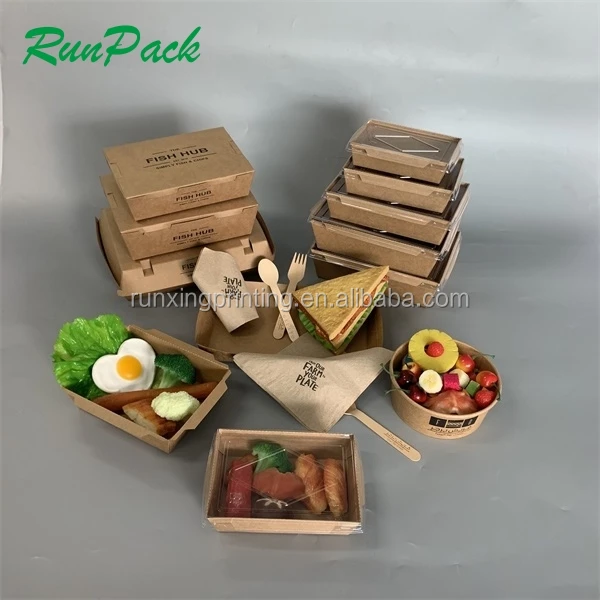 Custom Deluxe Compostable Eco Friendly Paper Boxes Fast Takeaway Box Food Packaging