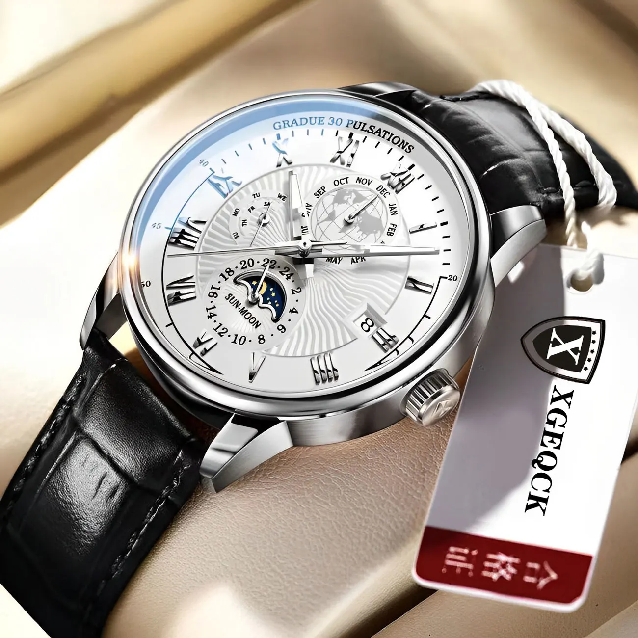 New Fashion Men Watch Leather Quartz Men's Wristwatch Waterproof ...