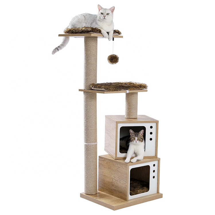 
 Wholesale Cat Tree Tower Modern Cat Condo House Cat Scratching Post  