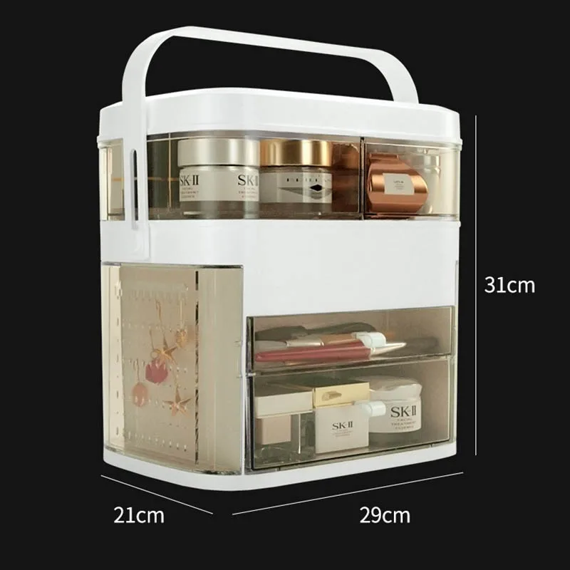 Factory Direct Sales Plastic Multifunction Cosmetic Storage Box  Makeup Organizer Make up case With Light Mirror