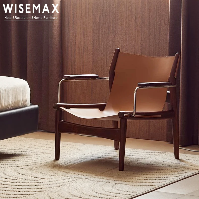 WISEMAX Retro Accent Chair - Modern Saddle Leather Arm-chair