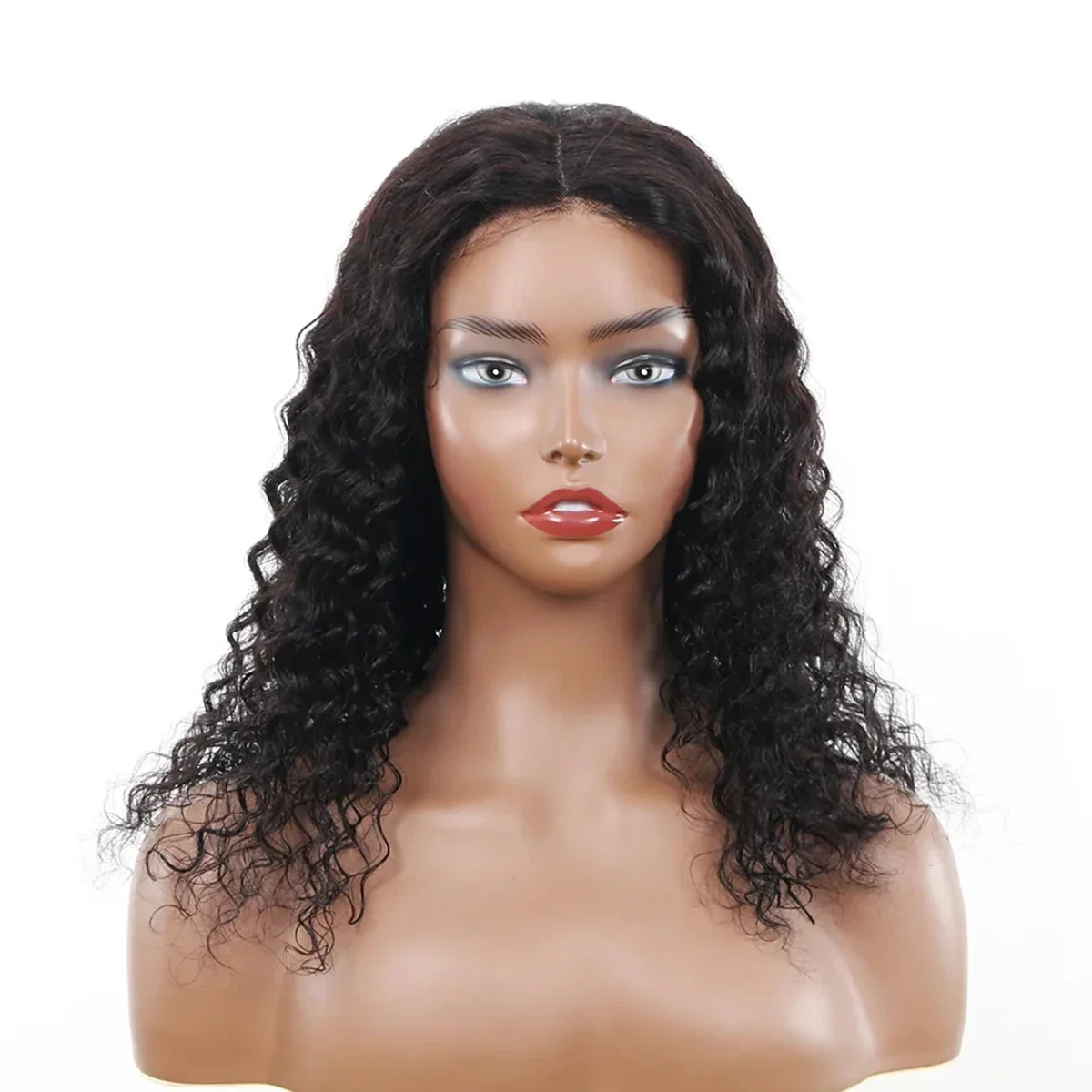 Parrucche Bob Frontali in Pizzo con Capelli Umani Ondulati Profondi, Parrucche Pre-Spennate Remy Senza Colla Indossa e Vai, Densità 180%_voghion.com