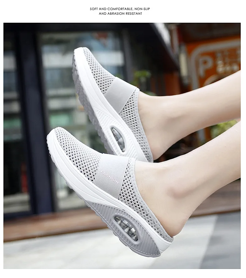 Spring and summer ultra light net surface breathable knit women's shoes leisure running travel air cushion women's fashion shoes