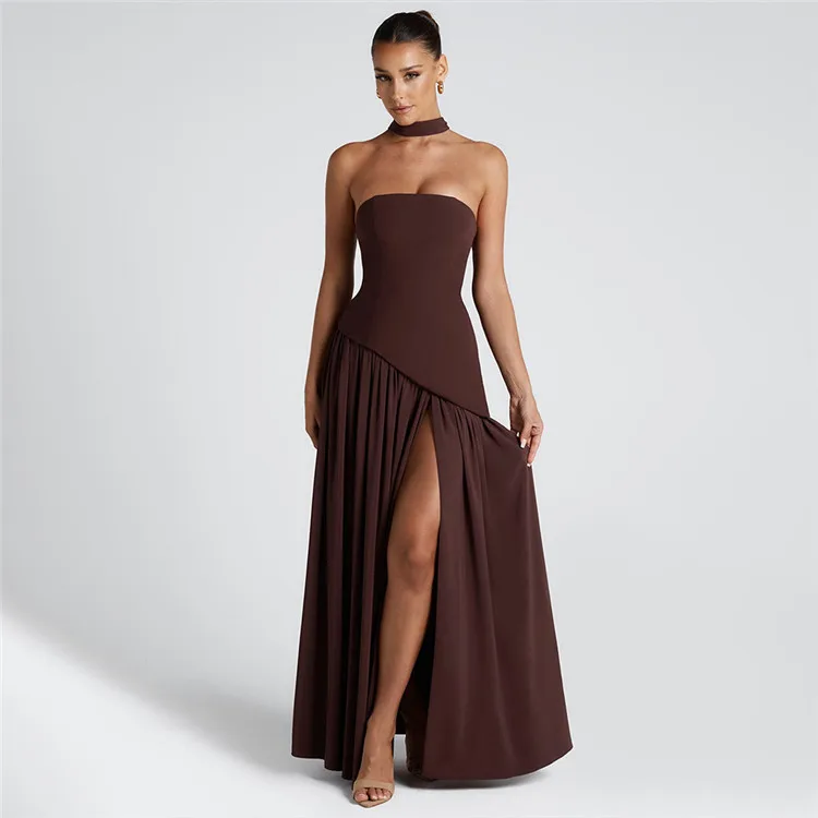 Hot New Spring Summer Models Sexy Backless Bust Slim Dress Open Fluttering Long Dresses