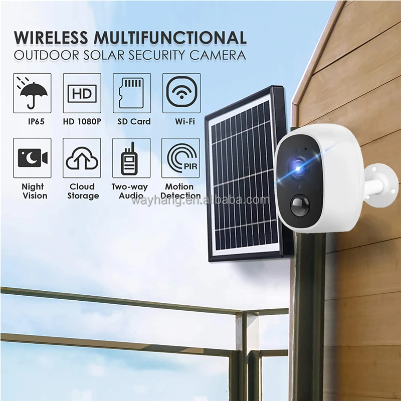 Solar WiFi Camera Rechargeable Battery Wireless Camera Outdoor Security Camera Home Surveillance Two Way Audio IR Night Vision