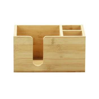 BSCI FSC wholesale clear varnish paper holder bamboo wooden tissue paper bar box holder rectangular napkin caddy