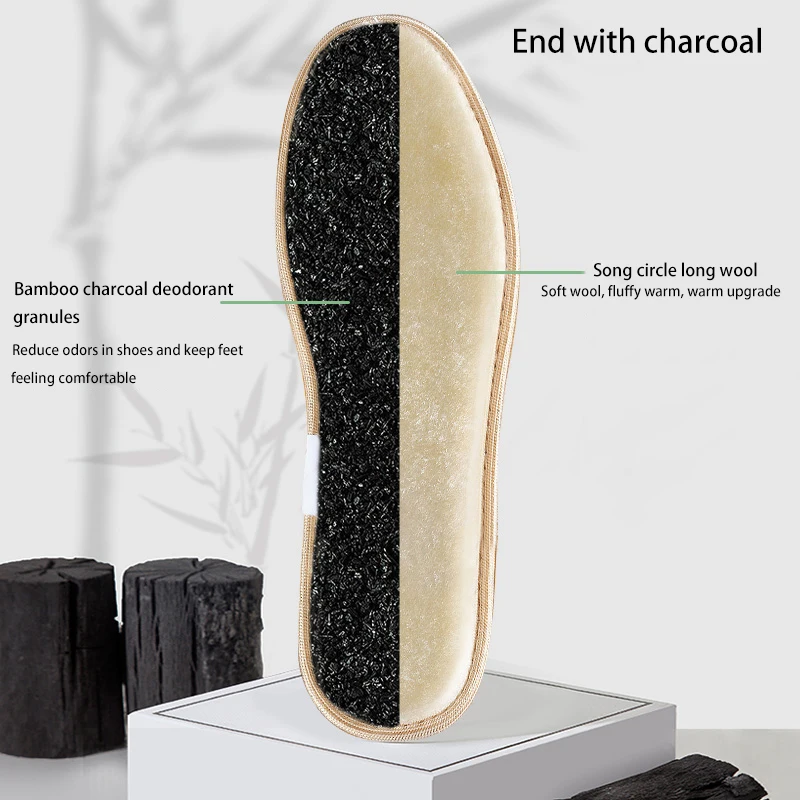 Circle Fleece Winter Thermal Insoles, Sweat-Absorbing & Deodorizing Wool Inserts