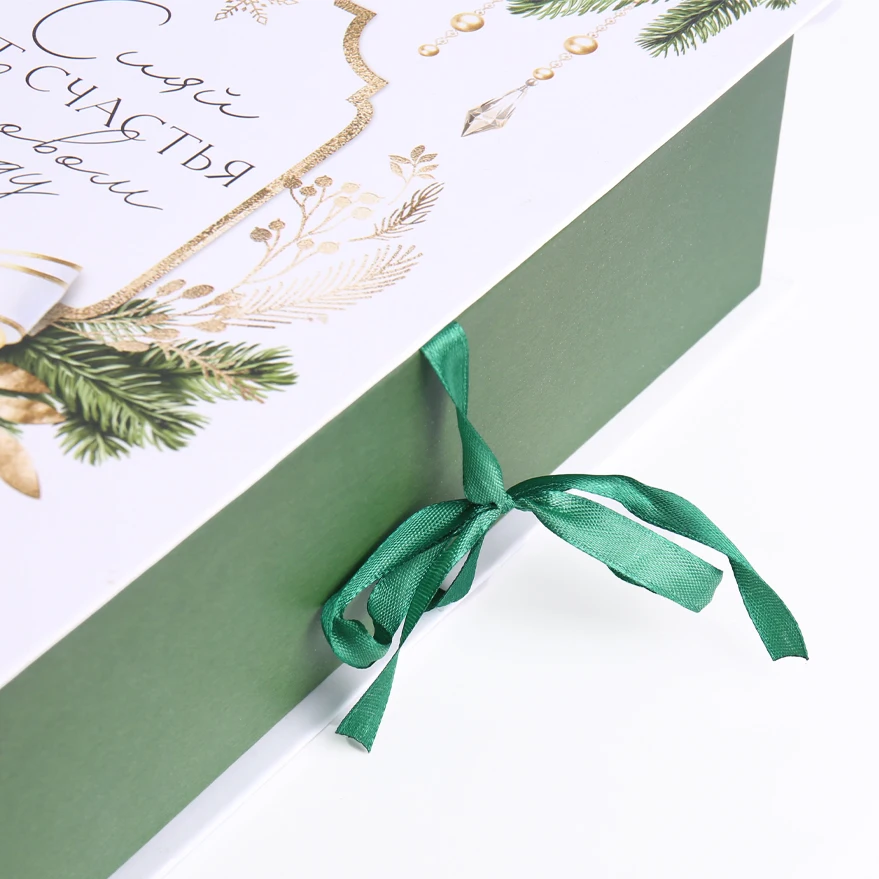 product customizable book style christmas paper gift box full color printing  matte film gold embossed festive packaging-6