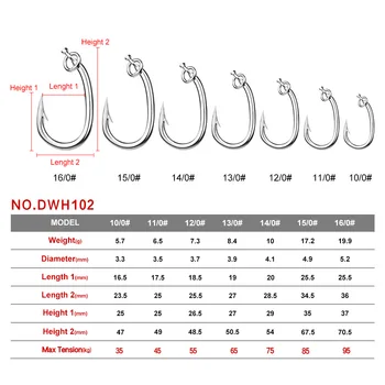 CHEERY 5pcs/bag Stainless Steel Bass Fishing Hook Big Game Freshwater Barb Hook with Ring 10/0-16/0 – Hooks – view 3