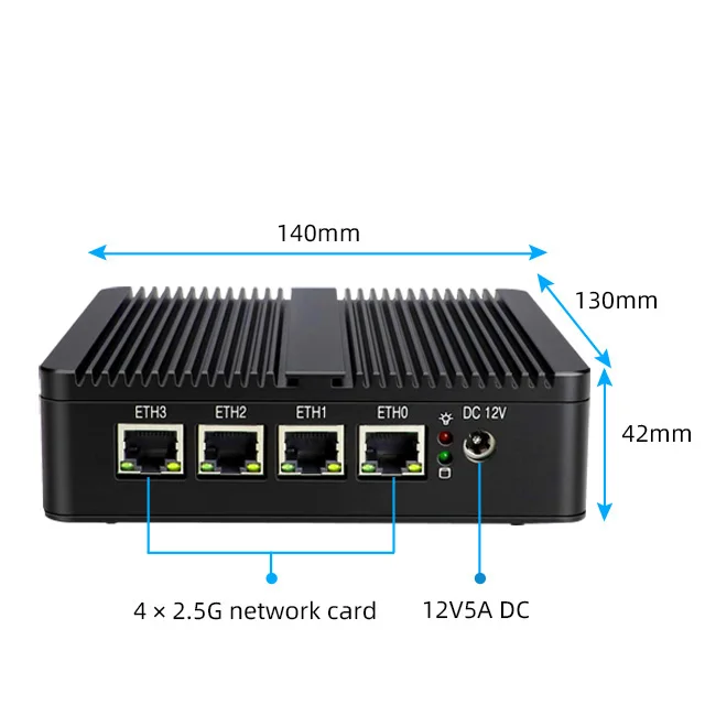 HW Quad LAN Network server 4 NIC J4125 VGA pfsense mini firewall pc
