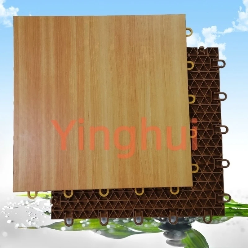 Multi Functional Sports Court Flooring Modular Plastic PP Wood Look Finished For Basketball