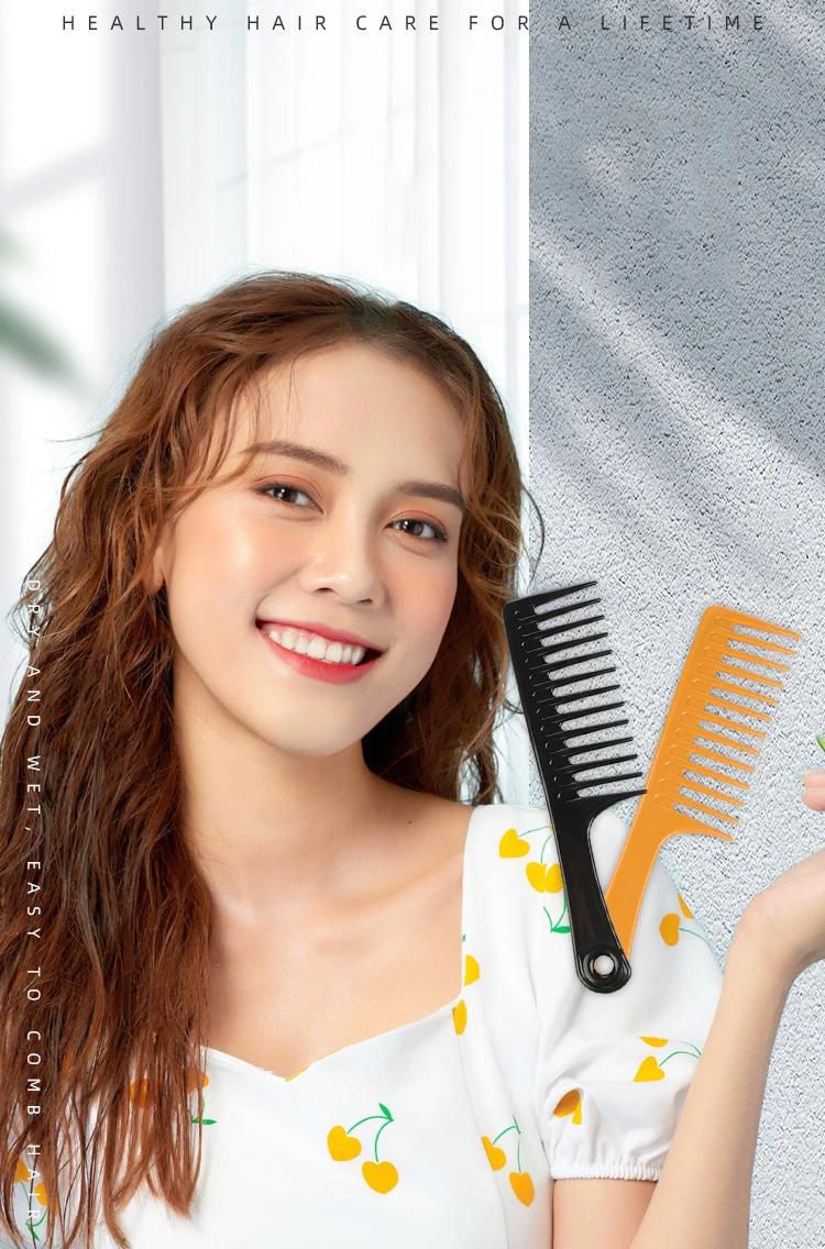 Factory Wholesale Plastic Wide Tooth Comb Home Hairdressing Comb High Quality Curly Hair Detangling Comb