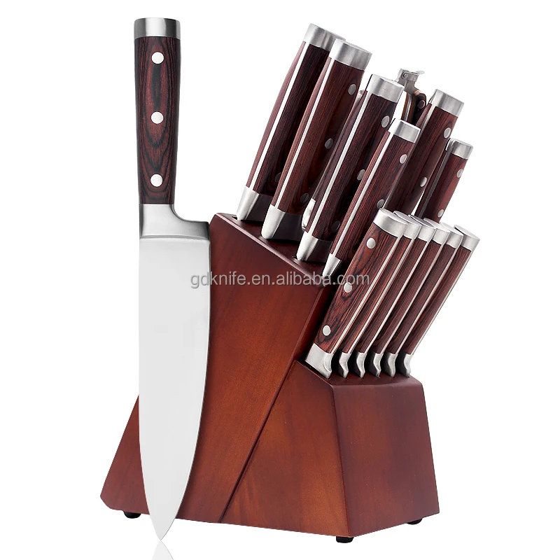 14 pcs High-Carbon Stainless Steel professional wood handle kitchen knife set japanese chef knife set with block