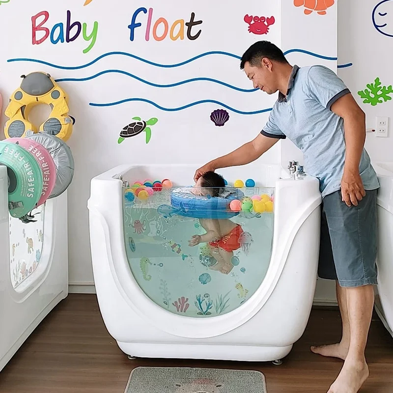 Modern Spa Tub Acrylic Glass Window Hot Cold Temperature Lighting Massage  Included Baby Swimming Pool