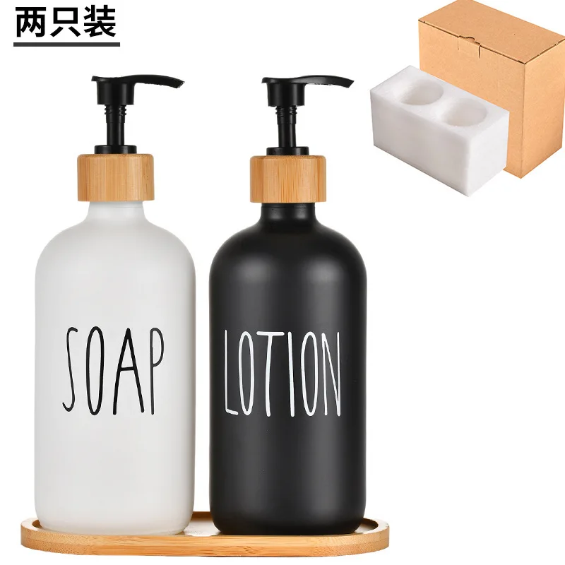 product 500ml black and white hand sanitizer glass bottle body wash dispenser bottle press dispenser empty bottle-56