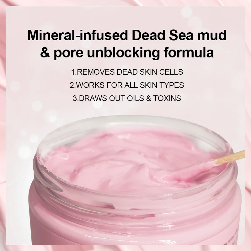 Private Label Oem Hight Quality Clarifying Facial Skincare Small Pink Dead Sea Milk Repair Bright Mud Mask