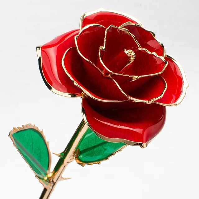 2xValentine's Day Gift 24K Gold Plated Rose Flower Romantic fr Lover Girl Friend 