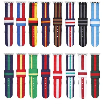 Custom Logo Universal Couples Nylon Canvas Sport Smart watch replacement bands  nylon sports watch loop straps