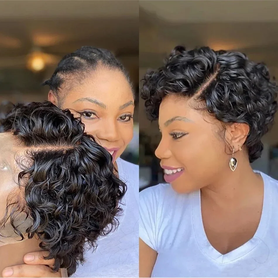 Short Curly Human Hair Wig Brazilian Remy Human Hair Short Pixie Cut Wigs Soft Cheap Wig Free Shipping For Black Women_voghion.com