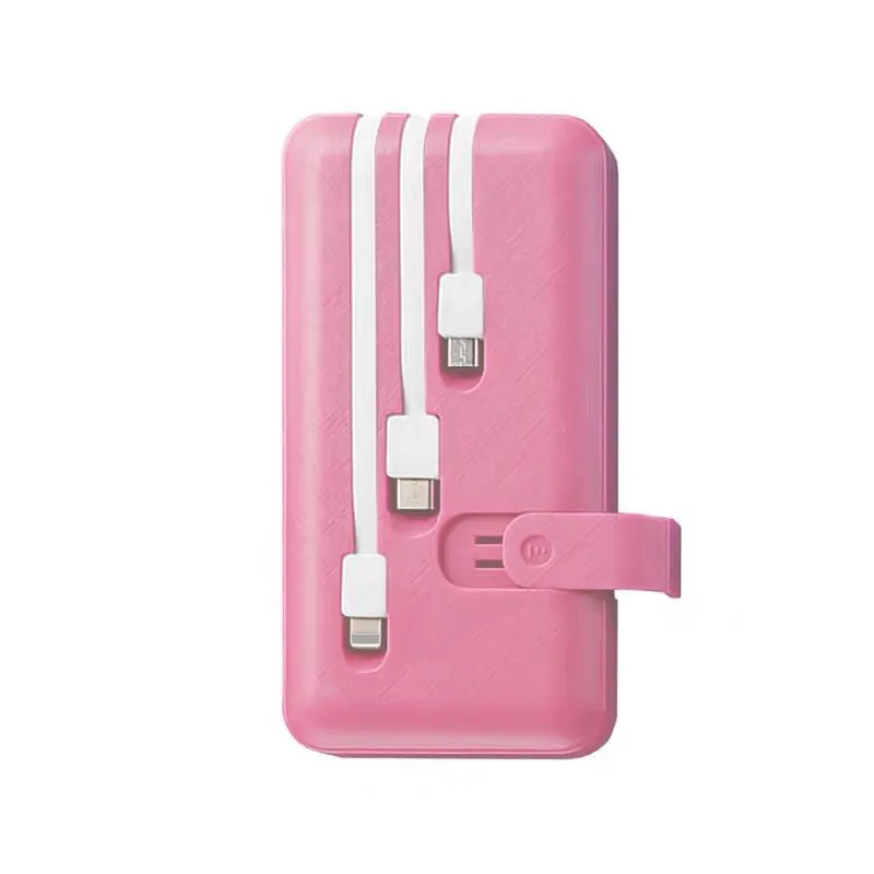 20000 mAh Portable Power Bank Fast Charger Powerbank Built in 3 Cables External Battery Charger For iPhone
