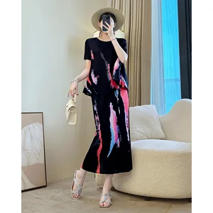 Miyake New Chinese Lady Suit Loose Irregular Foreign Style Casual Pleated Design Women's Two-Piece Set