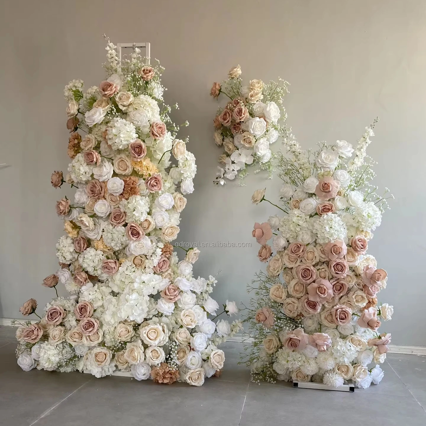 Customized Floral Design Artificial Flower Rows Wedding Backdrop Arch Frame With Flowers