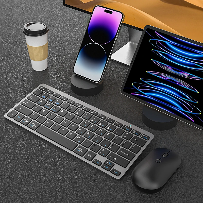 Factory Price 78 Keys Mini Wireless Mouse Keyboard Combo Rechargeable Bluetooth Keyboard and Mouse for Laptop Tablet PC