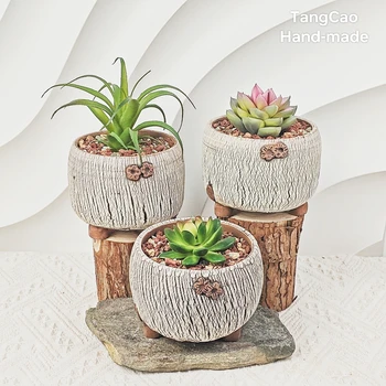 TangCao Handmade Home Decor Flower Pots Desktop Flower Pots Lovely  Shaped Succulent Ceramic Flowerpot Round ceramic flower pot