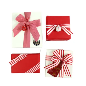 Factory Polyester Red White and Black Striped Grosgrain Ribbon for Gift Packaging