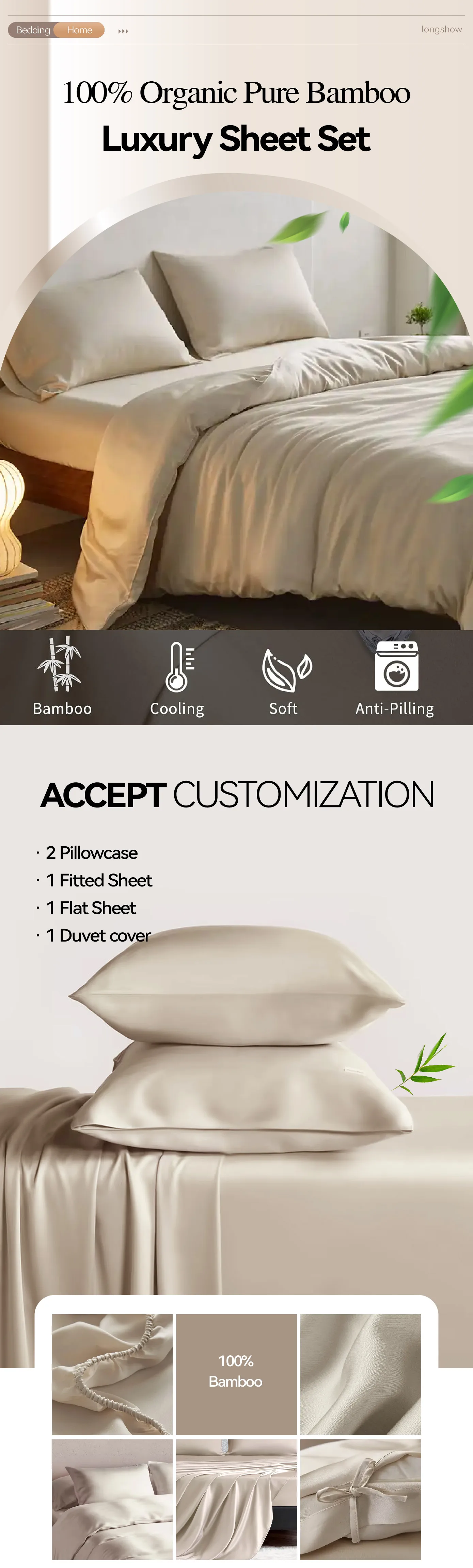 Ecofriendly Organic Bamboo Lyocell Bedsheets Bedding Set Bamboo Sheets