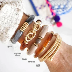 Acrylic Tube Bracelets Set Chunky Chain Spring Coil Elastic