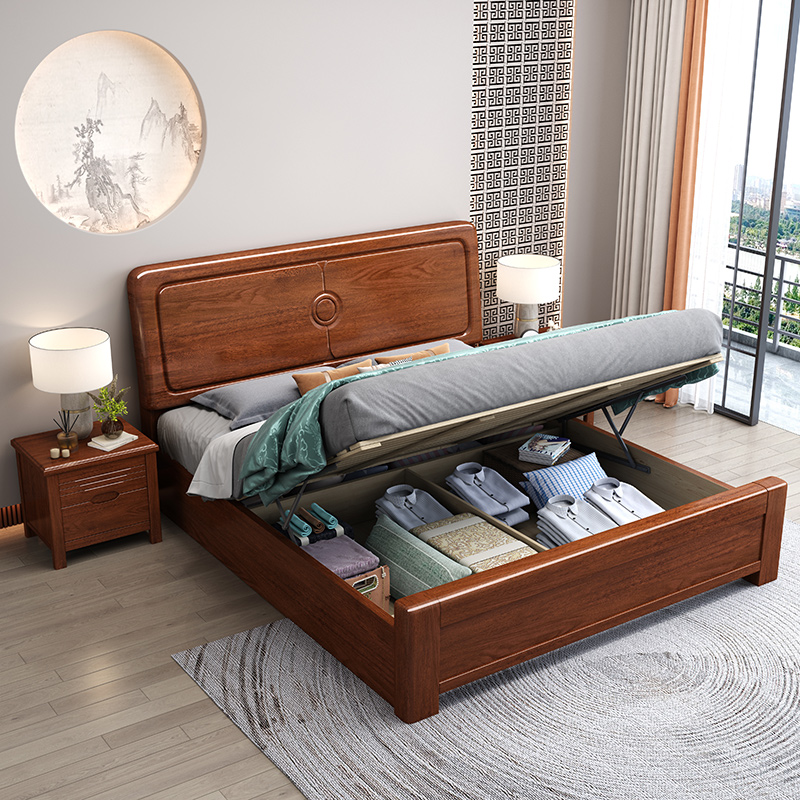 寝室の家具のためのモダンな木製ベッドミニマリストデザイン無垢チーク