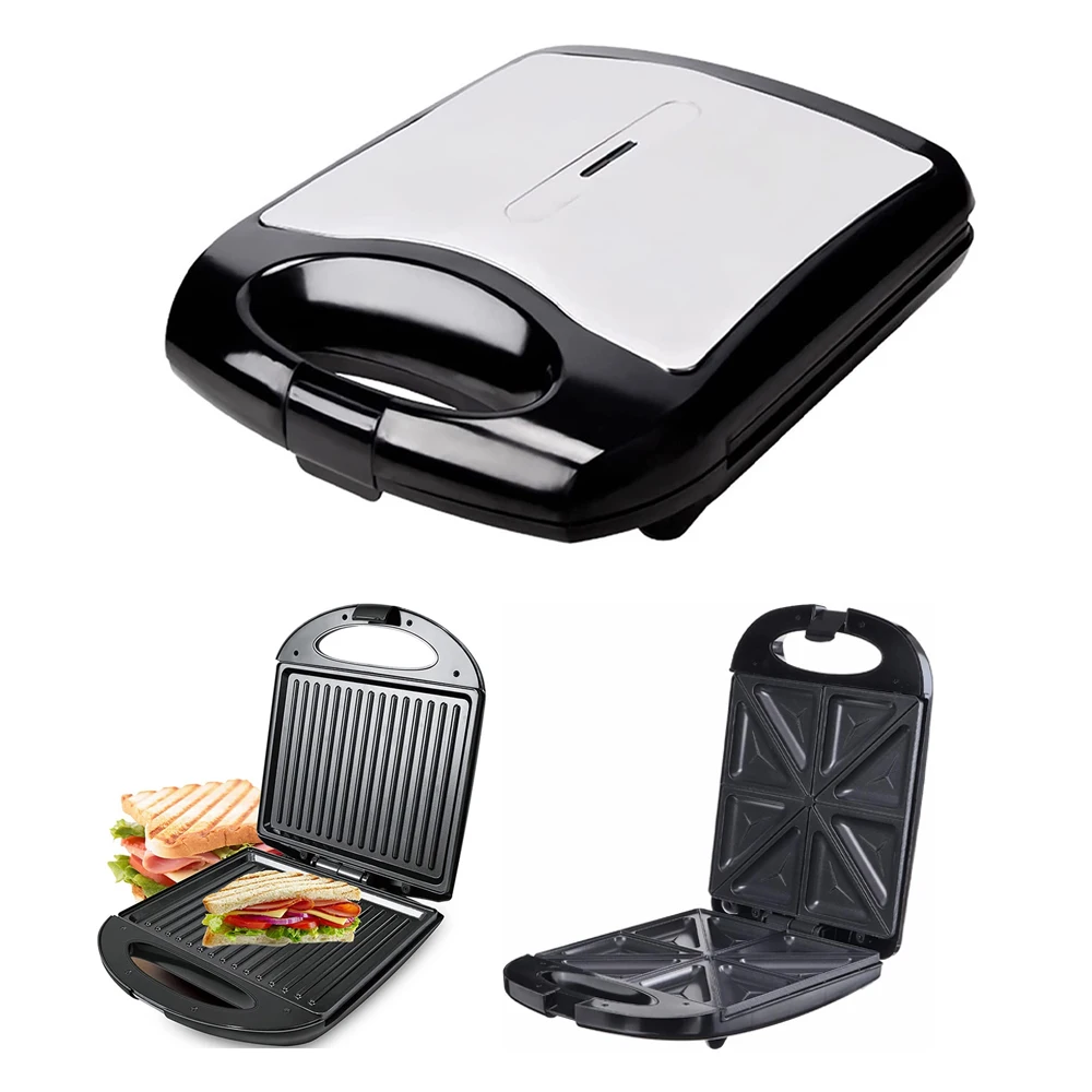 Aifa 3 in 1 4 Slice Sandwich Maker Non-Stick Coated Detachable Plates Opens 180 Degrees SS Surface 4 Slice Waffle Maker